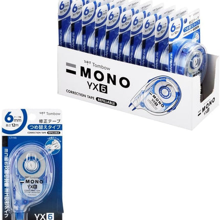 Tombow, Correction Tape, MONO YX, YX6, 6mm, 10 Pieces, CT-YX6-10P