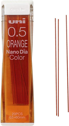 uni Mitsubishi Pencil Mechanical Pencil Lead Refill Nano Dia Color 0.5mm Orange, U05202NDC.4, Set of 2