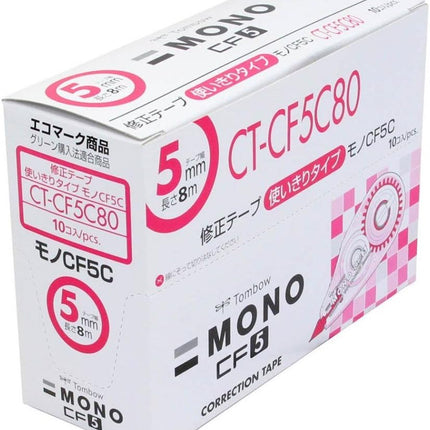 Tombow, Correction Tape, MONO CF, CF5, 5mm, Pink, 10 Pieces,  CT-CF5C80-10P