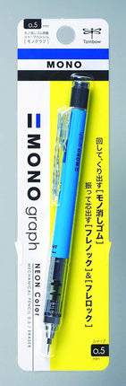 Tombow Mechanical Pencil MONO graph 0.5 Neon Color, 0.5mm, Neon Blue, DPA-134A, Set of 4