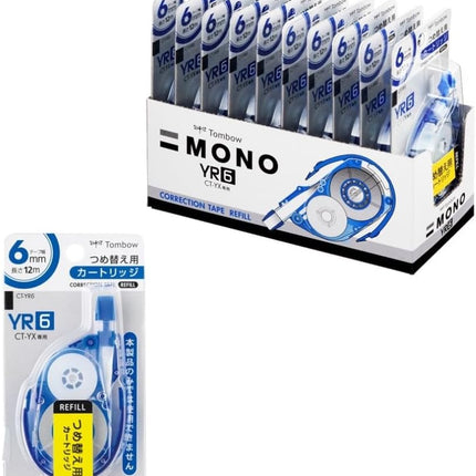 Tombow, Correction Tape, MONO YX Refill Cartridge YR6, 6mm, CT-YR6 10 Pieces, CT-YR6-10P