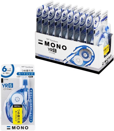 Tombow, Correction Tape, MONO YX Refill Cartridge YR6, 6mm, CT-YR6 10 Pieces, CT-YR6-10P