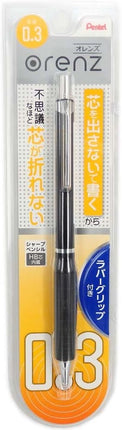 Pentel Mechanical Pencil Orenz with Rubber Grip XPP603G-A 0.3mm Black Shaft