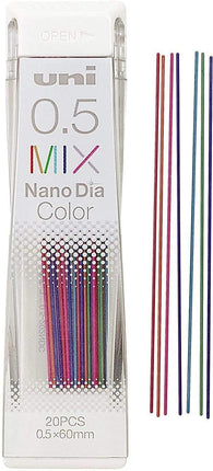 uni Mitsubishi Pencil Mechanical Pencil Lead Refill Nano Dia Color 0.5mm MIX, U05202NDCMIX, Set of 7