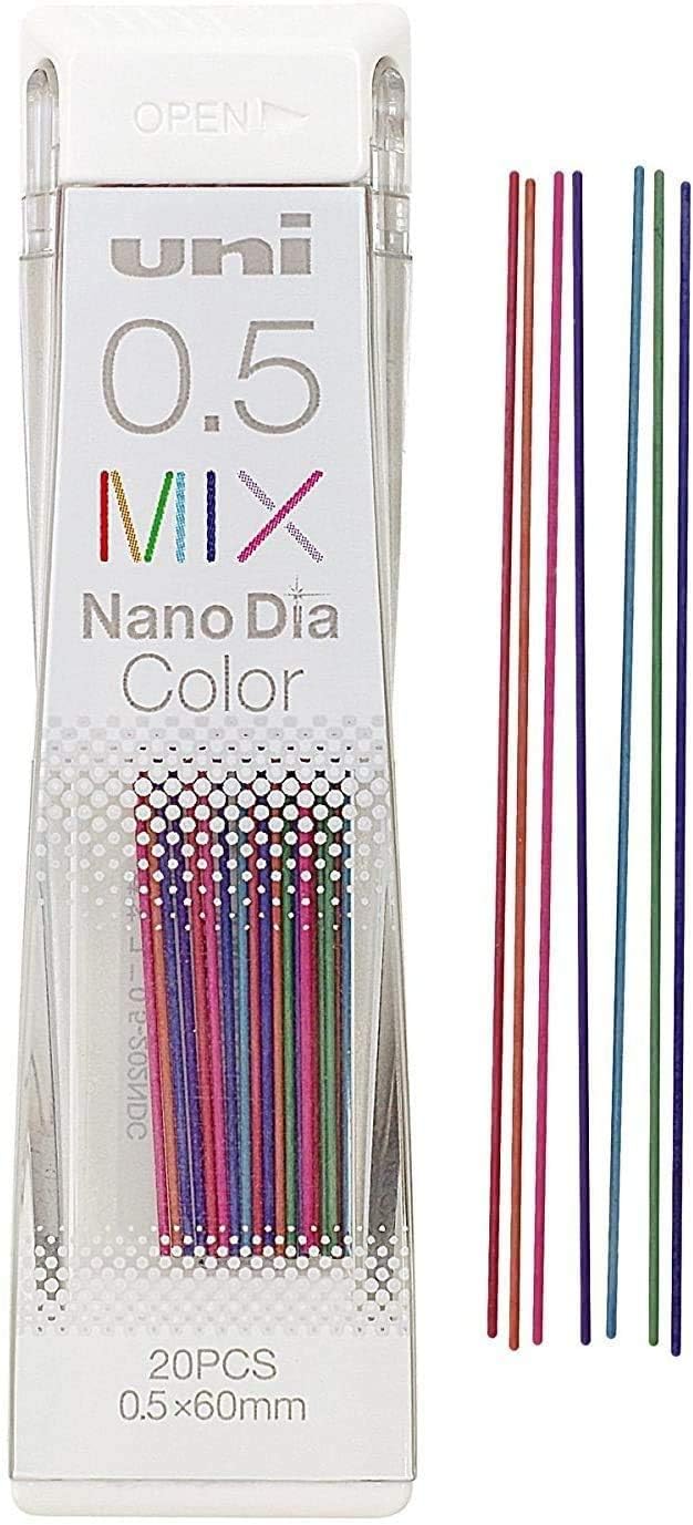 uni Mitsubishi Pencil Mechanical Pencil Lead Refill Nano Dia Color 0.5mm MIX, U05202NDCMIX, Set of 7
