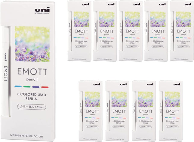 uni Mitsubishi Pencil Mechanical Pencil Lead Refill EMOTT pencil 0.9mm 4 Colors No.1 Refresh Color, 10 Pieces, ULE09MIX.NO1