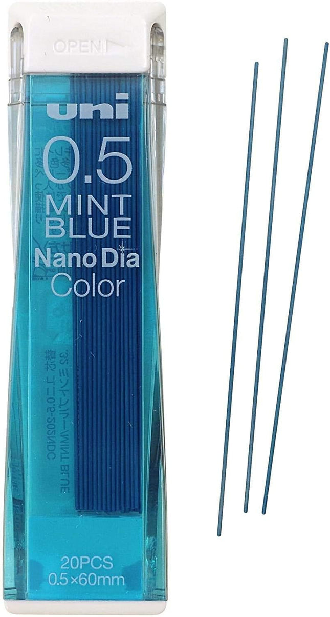 uni Mitsubishi Pencil Mechanical Pencil Lead Refill Nano Dia Color 0.5mm Mint Blue, U05202NDC.32, Set of 4