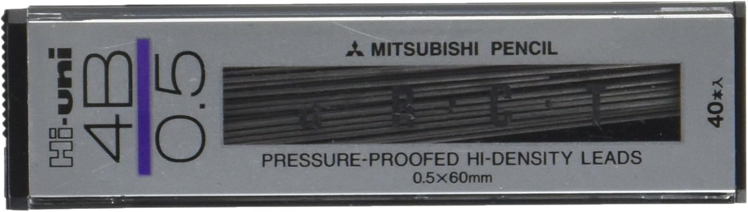 uni Mitsubishi Pencil Mechanical Pencil Lead Refill Hi-uni 0.5mm 4B, HU053004B