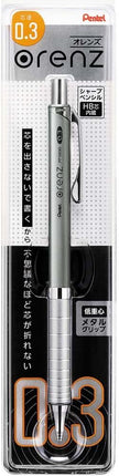 Pentel Mechanical Pencil Orenz Metal Grip 0.3mm, Silver, XPP1003G-Z