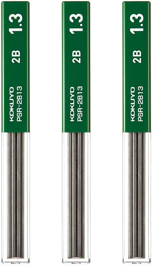 KOKUYO Mechanical Pencil Lead Refill 1.3mm 2B, Set of 3, PSR-2B13-1PX3SET