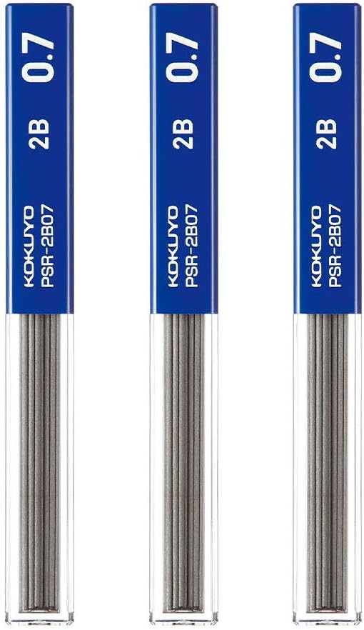 KOKUYO Mechanical Pencil Lead Refill 0.7mm 2B, Set of 3, PSR-2B07-1PX3SET