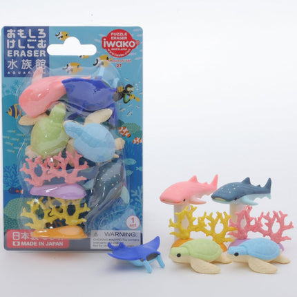 Iwako, Eraser, Aquarium, 10 Pieces, Blister Pack, ER-BRI031