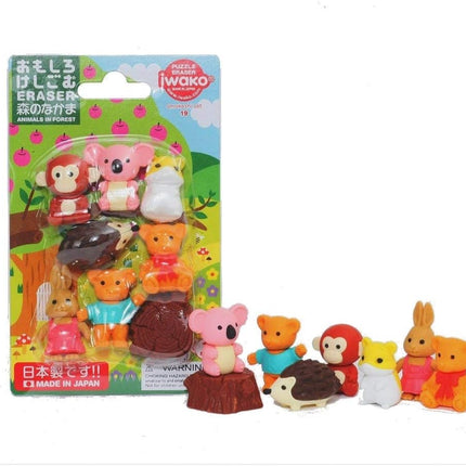 Iwako, Eraser, Animals in Forest, 10 Pieces, Blister Pack, SCERBRI022