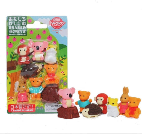 Iwako, Eraser, Animals in Forest, 10 Pieces, Blister Pack, SCERBRI022