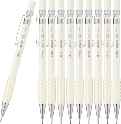 Pentel Mechanical Pencil AMAIN Sharppen 1.3mm, Off White, AM13-W(10), Set of 10