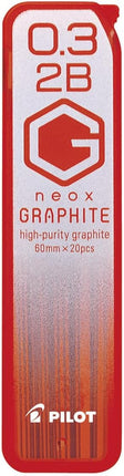 PILOT Mechanical Pencil Lead Refill neox GRAPHITE 0.3mm 2B, 10 Pieces, HRF3G2002B