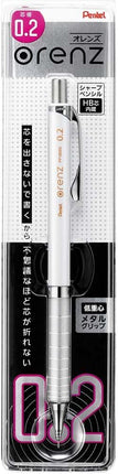 Pentel Mechanical Pencil Orenz Metal Grip 0.2mm, White, XPP1002G-W