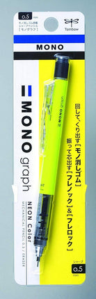 Tombow Mechanical Pencil MONO graph 0.5 Neon Color, 0.5mm, Neon Yellow, DPA-134C, Set of 4