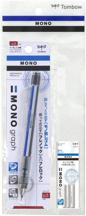 Tombow MONO Graph 0.5 Mechanical Pencil, 0.5mm, Standard, with Refill Erasers, PCC-231AAZ