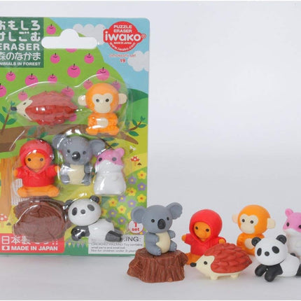 Iwako, Eraser, Animals in Forest, 10 Pieces, Blister Pack, SCERBRI022