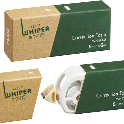 PLUS, Correction Tape, Whiper, Correction Tape in Paper Case, 5mm, Green, 2 Pieces, WH-2005, 52-388