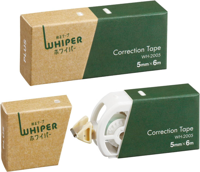 PLUS, Correction Tape, Whiper, Correction Tape in Paper Case, 5mm, Green, 2 Pieces, WH-2005, 52-388