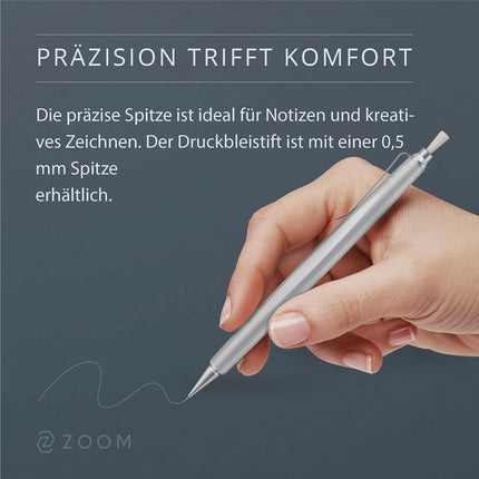 Tombow Mechanical Pencil ZOOM L2, 0.5mm, Matte Silver, SH-ZL2C08