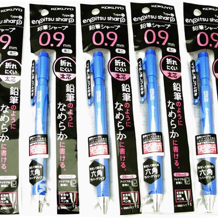 KOKUYO Mechanical Pencil Enpitsu Sharp TypeS, 0.9mm Blue (Hanging Pack), PS-P200B-1P, Set of 5