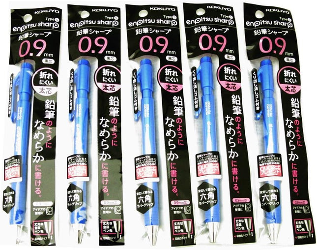 KOKUYO Mechanical Pencil Enpitsu Sharp TypeS, 0.9mm Blue (Hanging Pack), PS-P200B-1P, Set of 5