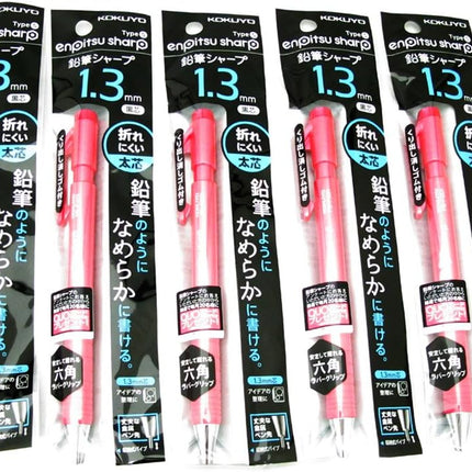 KOKUYO Mechanical Pencil Enpitsu Sharp TypeS, 1.3mm Pink (Hanging Pack), PS-P201P-1P, Set of 5