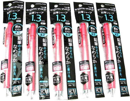 KOKUYO Mechanical Pencil Enpitsu Sharp TypeS, 1.3mm Pink (Hanging Pack), PS-P201P-1P, Set of 5