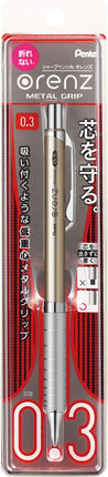 Pentel Mechanical Pencil Orenz Metal Grip 03 XPP1003G2-X Champagne Gold