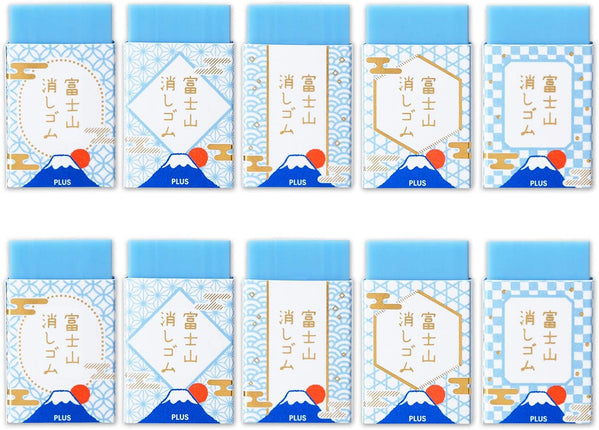 Plus, Eraser, Air-In Mount Fuji Eraser Limited, Blue Fuji 10 Pieces, 36-590