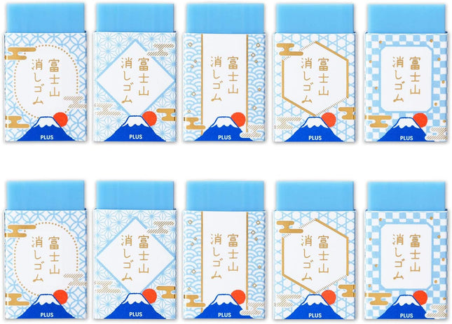 Plus, Eraser, Air-In Mount Fuji Eraser Limited, Blue Fuji 10 Pieces, 36-590