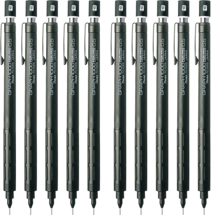 Pentel Mechanical Pencil Graph 1000 For Pro, 0.5mm, Black, 10 Pieces, PG1005