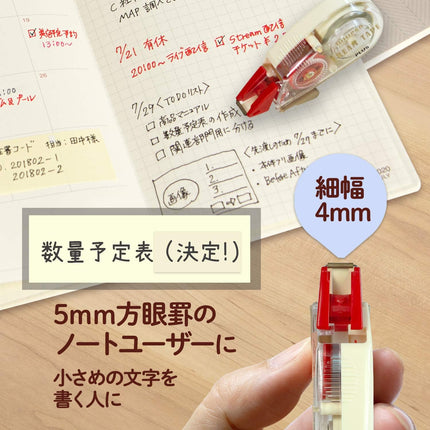 PLUS, Correction Tape, Whiper Petit, Cream Tape, 4mm, Red, 2 Pieces Set, WH-814Y, 51-642