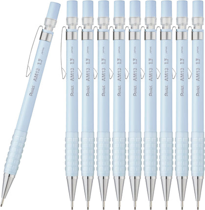 Pentel Mechanical Pencil AMAIN Sharppen 1.3mm, Milk Blue, AM13-S(10), Set of 10