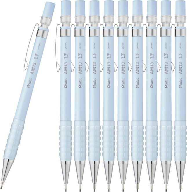 Pentel Mechanical Pencil AMAIN Sharppen 1.3mm, Milk Blue, AM13-S(10), Set of 10