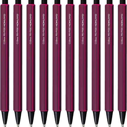 KOKUYO Mechanical Pencil Enpitsu Sharp, 0.9mm Wine Red, 10 Pieces, PS-P100DR-1PX10