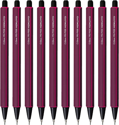 KOKUYO Mechanical Pencil Enpitsu Sharp, 0.9mm Wine Red, 10 Pieces, PS-P100DR-1PX10