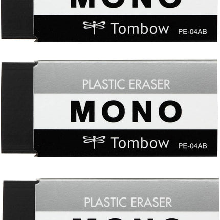 Tombow, Eraser, MONO PE04, Black, 3-Pack, JCC-311