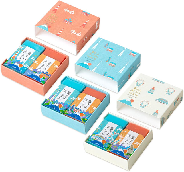 Plus, Eraser, Air-In Mount Fuji Eraser TOKYO (23-24 Version) Small Box 3-Color Set, 6 Pieces, ER-100AIF-2P, 36-599 x 3