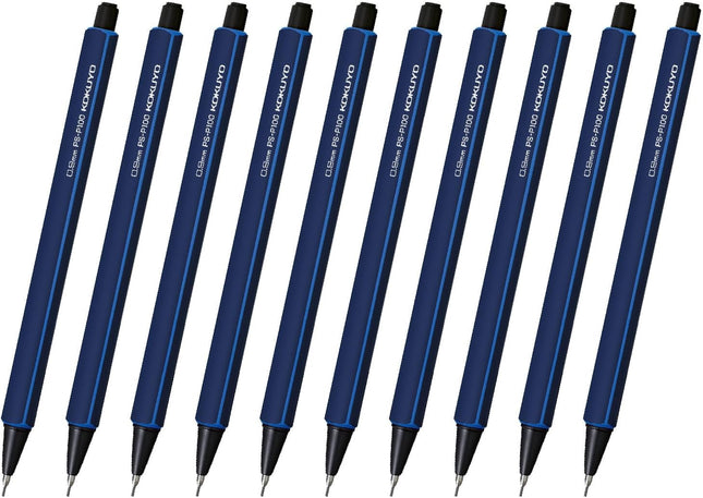 KOKUYO Mechanical Pencil Enpitsu Sharp, 0.9mm Dark Blue, 10 Pieces, PS-P100DB-1PX10