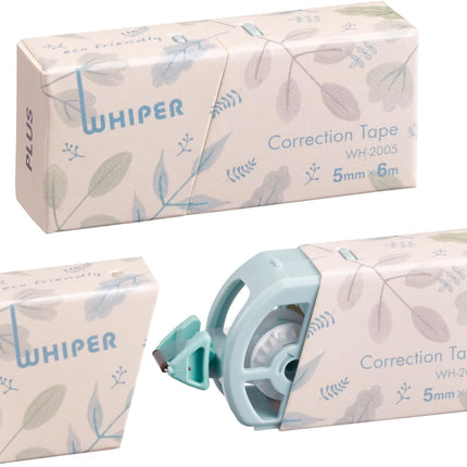 PLUS, Correction Tape, Whiper, Correction Tape in Paper Case, 5mm, Botanical Green, 2 Pieces, WH-2005, 52-390