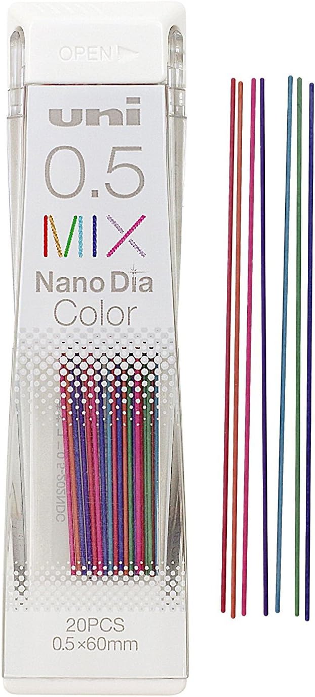 uni Mitsubishi Pencil Mechanical Pencil Lead Refill Nano Dia Color 0.5mm MIX, U05202NDCMIX