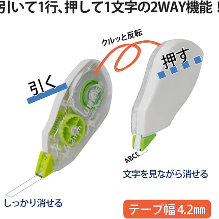 PLUS, Correction Tape, Whiper Push-Pull, 4.2mm, Green, 3 Pieces Pack, WH-704-3P, 49-964