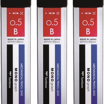Tombow Mechanical Pencil Lead Refill MONO graph MG 0.5mm B Mono Color, 3 Pieces, ECG-320