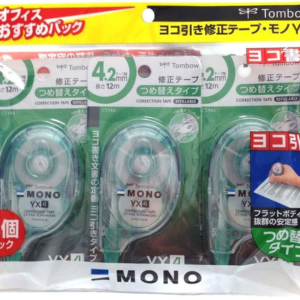 Tombow, Correction Tape, MONO YX, YX4, 4.2mm, CT-YX4 3 Pieces, KCC-344