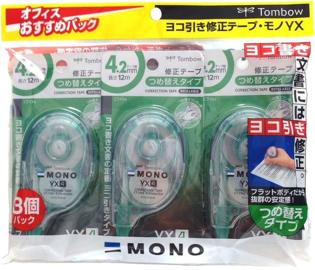 Tombow, Correction Tape, MONO YX, YX4, 4.2mm, CT-YX4 3 Pieces, KCC-344