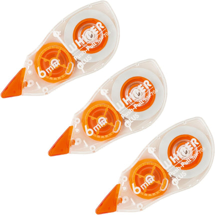 PLUS, Correction Tape, Whiper Push-Pull, 6mm, Orange, 3 Pieces Pack, WH-706-3P, 49-966